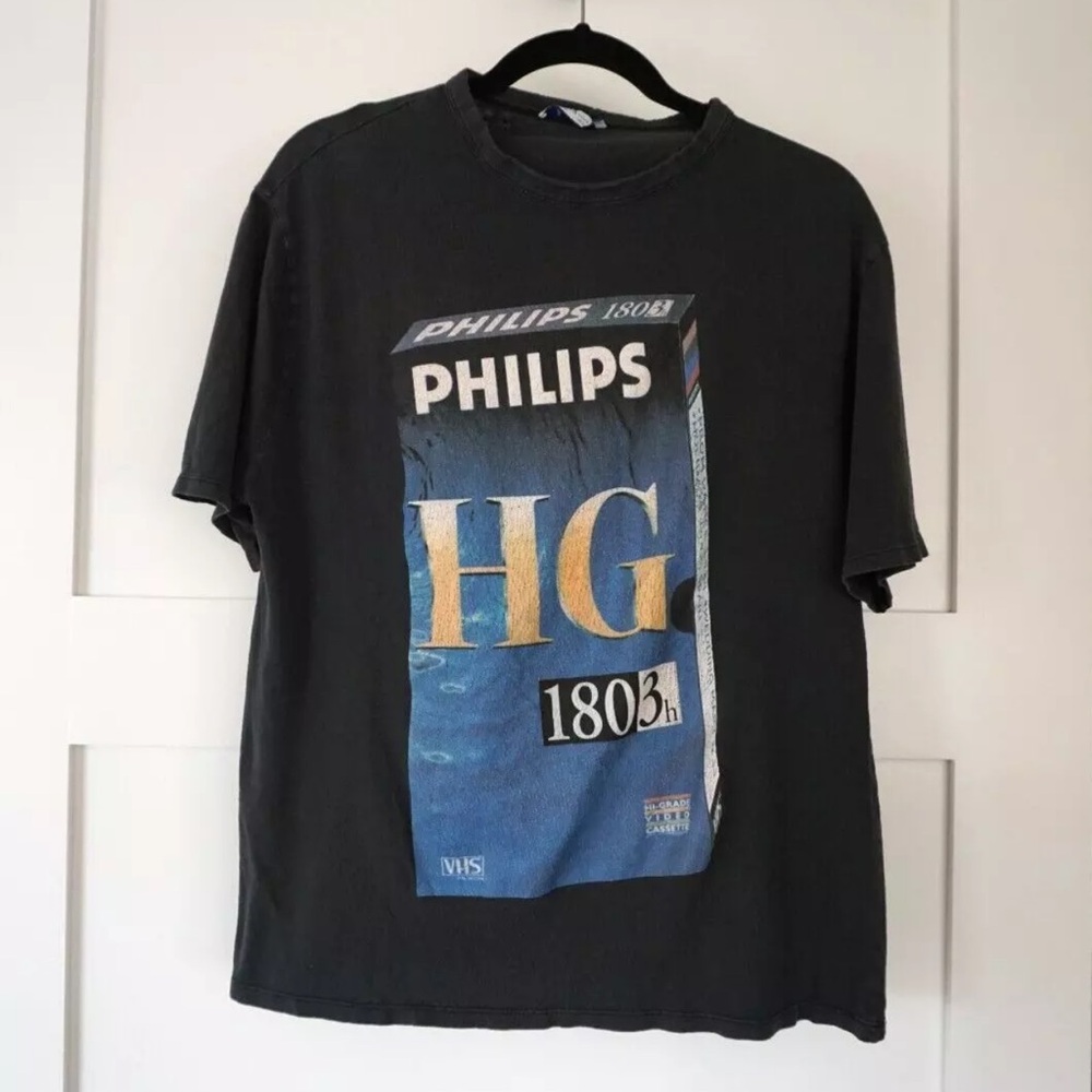Retro VHS Cassette Graphic Print T-Shirt Top Vintage Womens Zara Medium